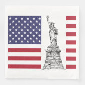 Amerikanische Flaggenstatue zum Freiheitsbuch Napk Serviette (Vorderseite)