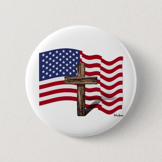 Amerikanische Flaggenwinde und geruchtes Kreuz Button (Vorderseite)