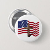 Amerikanische Flaggenwinde und geruchtes Kreuz Button (Vorne & Hinten)