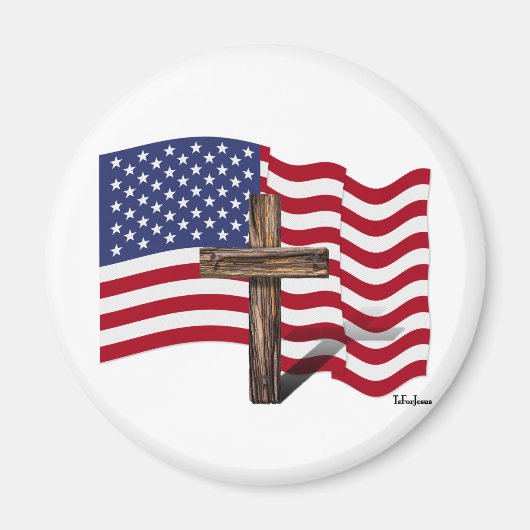 Amerikanische Flaggenwinde und geruchtes Kreuz Magnet (Vorne)