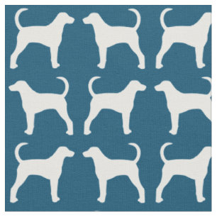 Amerikanische Foxhound-Hund Silhouetten Blau und W Stoff