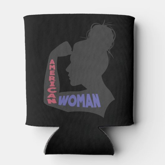 Amerikanische Frau dunkelgrau Dosenkühler (Rückseite)