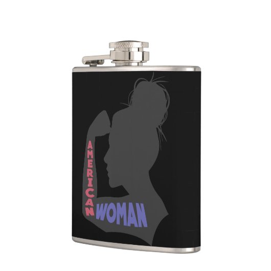 Amerikanische Frau dunkelgrau Flachmann (Links)