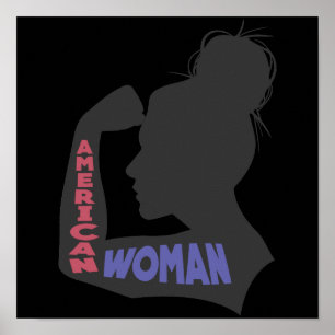 Amerikanische Frau dunkelgrau Poster