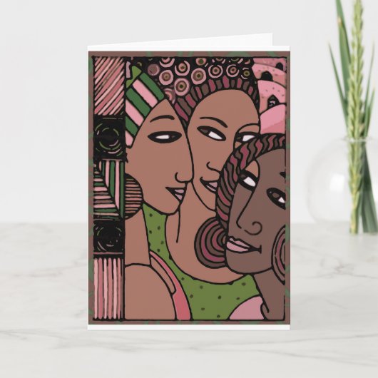 Amerikanische Frauen in Rosa und Grün Karte (Vorderseite)