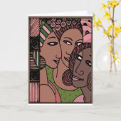 Amerikanische Frauen in Rosa und Grün Karte (Gelbe Blume)