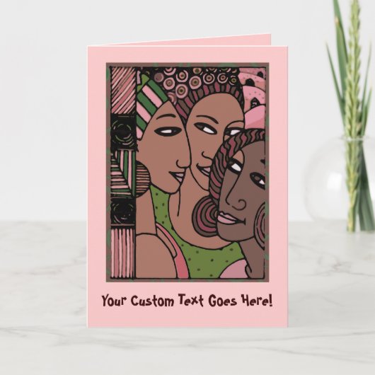 Amerikanische Frauen in Rosa und Grün Karte (Vorderseite)