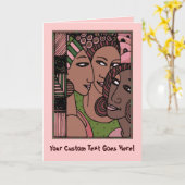 Amerikanische Frauen in Rosa und Grün Karte (Gelbe Blume)