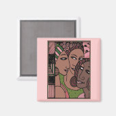 Amerikanische Frauen in Rosa und Grün Magnet (Vorderseite/Rückseite)