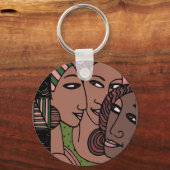 Amerikanische Frauen in Rosa und Grün Schlüsselanhänger (Rückseite)