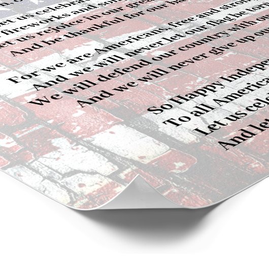 Amerikanische Freiheitsgedicht mit Fahnenpatriotik Poster (Ecke)