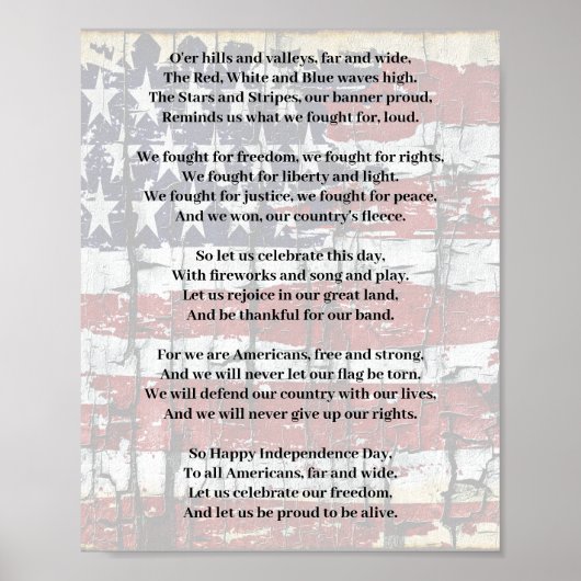 Amerikanische Freiheitsgedicht mit Fahnenpatriotik Poster (Vorne)