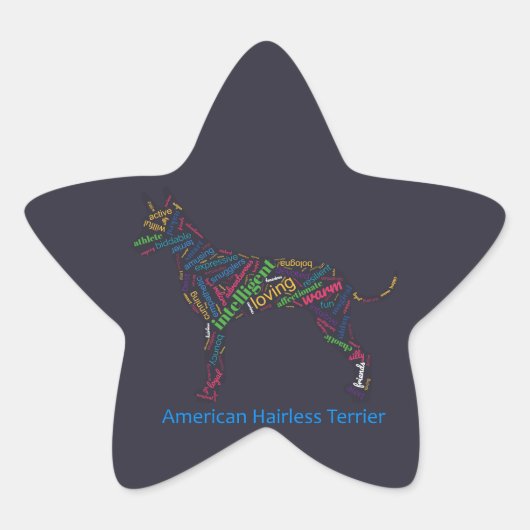Amerikanische Friseur-Terrier-Word-Sticker Stern-Aufkleber (Vorderseite)