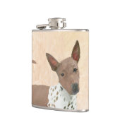 Amerikanische Friseurmalerei - Hundekunst Flachmann (Links)