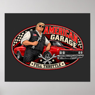 Amerikanische Garage Vollgas-Landschaft Poster