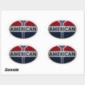 Amerikanische Gas Station - Vorzeichen rostete Ver Ovaler Aufkleber (Blatt)