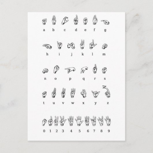 Amerikanische Gebärdensprache (ASL) Postkarte (Vorderseite)