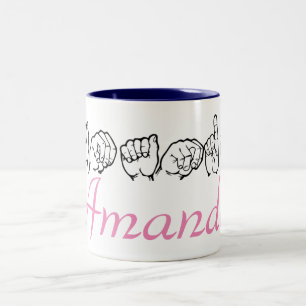 Amerikanische Gebärdensprache Fingerspelled Amand Zweifarbige Tasse