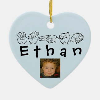 Amerikanische Gebärdensprache Fingerspelled Ethan Keramik Ornament