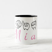 Amerikanische Gebärdensprache Fingerspelled Mia Zweifarbige Tasse (Mittel)