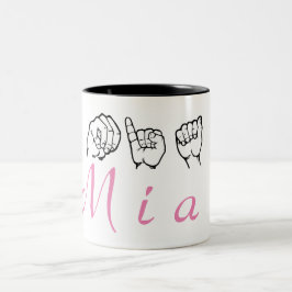 Amerikanische Gebärdensprache Fingerspelled Mia Zweifarbige Tasse