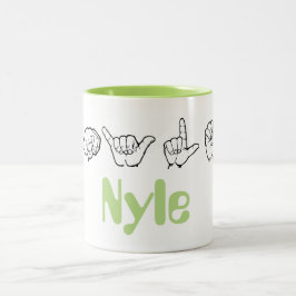 Amerikanische Gebärdensprache Fingerspelled Nyle Zweifarbige Tasse