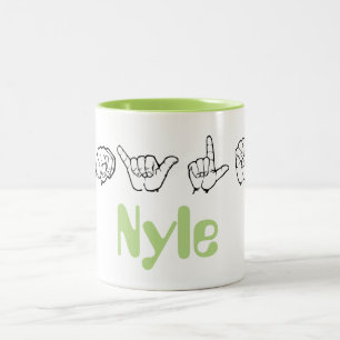 Amerikanische Gebärdensprache Fingerspelled Nyle Zweifarbige Tasse
