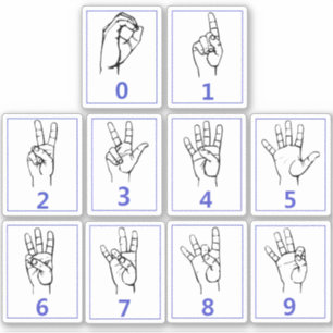 Amerikanische Gebärdensprache, Lerne ASL Zahlen Au Aufkleber