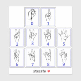 Amerikanische Gebärdensprache, lernen ASL-Nummern  Aufkleber