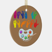 Amerikanische Gebärdensprache zurück zur Schule AS Keramik Ornament (Rechts)