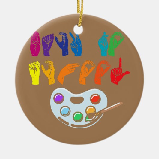 Amerikanische Gebärdensprache zurück zur Schule AS Keramik Ornament (Vorne)