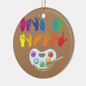 Amerikanische Gebärdensprache zurück zur Schule AS Keramik Ornament (Links)