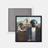 Amerikanische Gothic-lustige Doberman-Hundebüntin Magnet (Vorderseite/Rückseite)