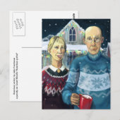 Amerikanische Gothic - Winterparodie Postkarte (Vorne/Hinten)
