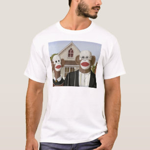 Amerikanische gotische Socken-Affen T-Shirt