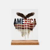 Amerikanische Grunge-Fahne und Adler Acrylschild (Vorderseite)