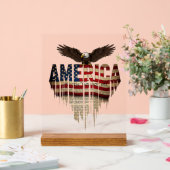 Amerikanische Grunge-Fahne und Adler Acrylschild (Hochzeit)