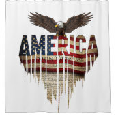 Amerikanische Grunge-Fahne und Adler Duschvorhang (Vorderseite)