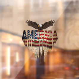 Amerikanische Grunge-Fahne und Adler Fensteraufkleber