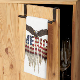 Amerikanische Grunge-Fahne und Adler Geschirrtuch