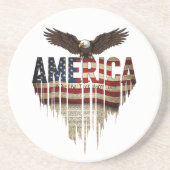Amerikanische Grunge-Fahne und Adler Getränkeuntersetzer (Vorne)