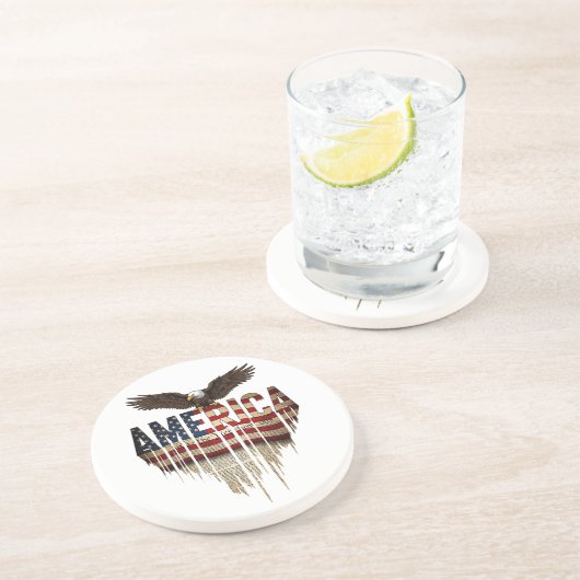 Amerikanische Grunge-Fahne und Adler Getränkeuntersetzer (Seite)