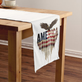 Amerikanische Grunge-Fahne und Adler Mittelgroßer Tischläufer