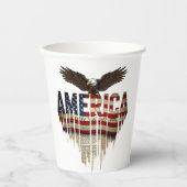 Amerikanische Grunge-Fahne und Adler Pappbecher (Vorderseite)