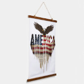 Amerikanische Grunge-Fahne und Adler Wandteppich Mit Holzrahmen (Gewinkelt)