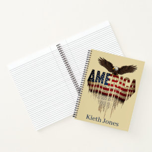 Amerikanische Grunge-Flagge und Adler personalisie Notizblock