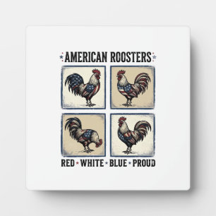 Amerikanische Hähne Vintage Patriotisches Shirt De Fotoplatte