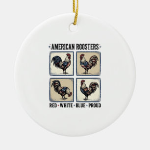 Amerikanische Hähne Vintage Patriotisches Shirt De Keramik Ornament