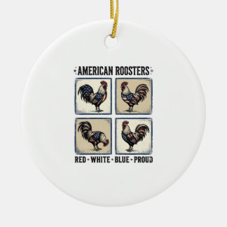 Amerikanische Hähne Vintage Patriotisches Shirt De Keramik Ornament