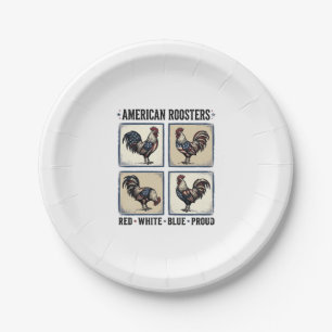 Amerikanische Hähne Vintage Patriotisches Shirt De Pappteller